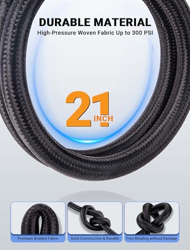 LUMITECO Upgraded Tire Inflator Hose Adapter w360 Rotating End 21 Tire Inflation Hose wSelfLocking Air Chuck for Quick Connect Release Presta Valve Ball Needle for Tire Pump Portable Air Compressor - Image 3