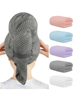 HOMEXCEL HOMEXCEL 5 Pack Microfiber Hair Towels  40 x 20 inches Super Soft Fast Drying Turbans for Long Thick Curly Hair  Anti Frizz Wrap with Elastic Strap 