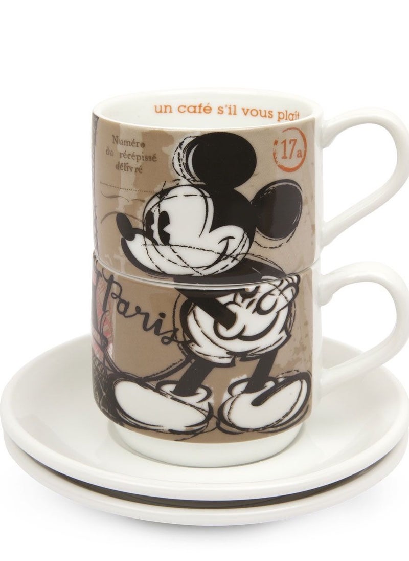 EGAN - Set 2 Stackable Espresso Cups Paris With Saucers - Image 1