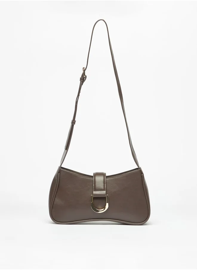 Flora Bella Solid Shoulder Bag with Metallic Accent
