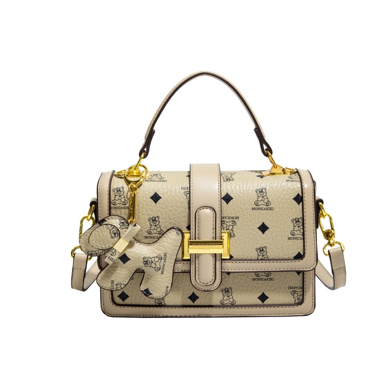 Monica Kiki Printed Retro Flip Puppy Pendant Small Square Bag For Women Trendy Single Shoulder Crossbody Versatile - Image 1
