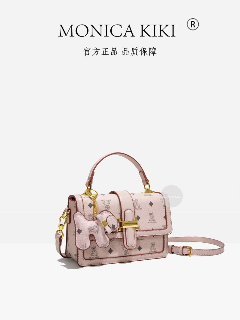 Monica Kiki Printed Retro Flip Puppy Pendant Small Square Bag For Women Trendy Single Shoulder Crossbody Versatile - Image 3