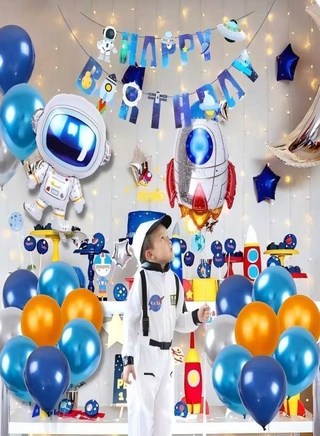 55PCS Space Astronaut Complete Birthday Party Kit Balloon Set All-In-One Party Supplies for Kids Birthday Decorations Boys & Girls Birthday, Baby Shower - Image 1