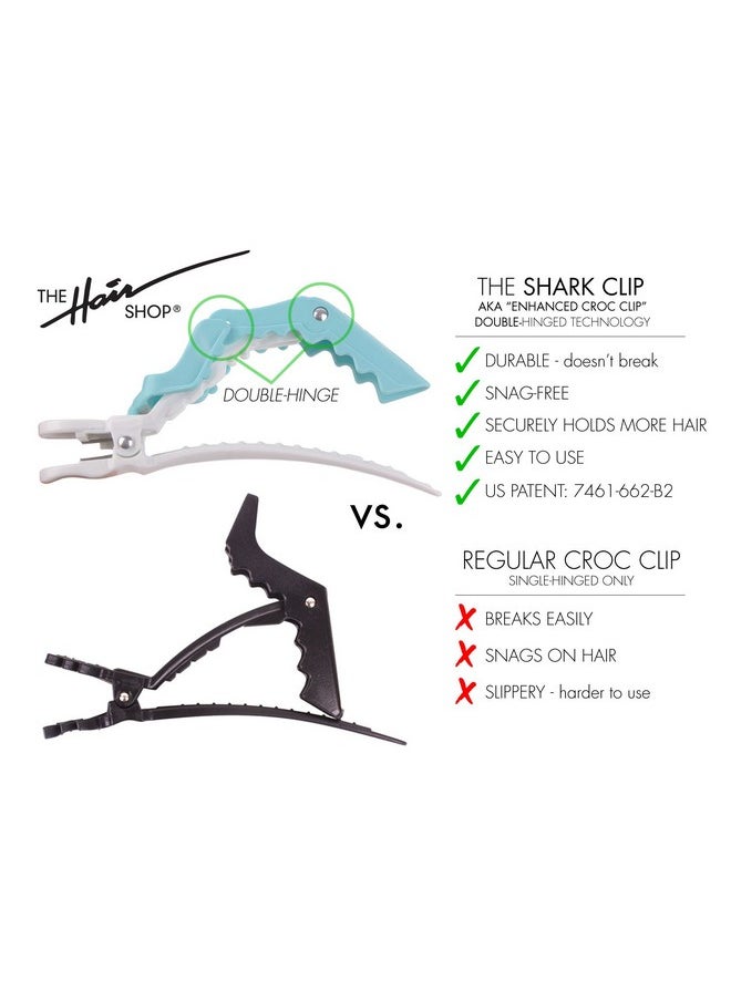 The Hair Shop He Hair Shop Large Shark Clip ; Enhanced Croc Crocodile Alligator Grip Clip (2Nd Generation); Sectioning Tool For Women ; Us Patented ; Professional Salon Quality Made In Korea (Large White 4 Pack)  - Image 4