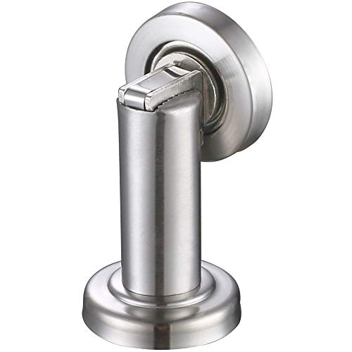 Angle Simple Magnetic Door Stopper, Angle Simple Metal Doorstop Wall Or Floor Mount Heavy Duty Door Holder with Magnet Metal Wood Door Catch Home Office Commercial Use, Brushed Nickel - Image 1