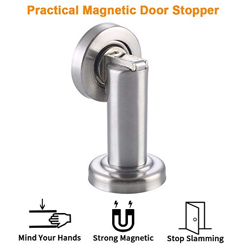 Angle Simple Magnetic Door Stopper, Angle Simple Metal Doorstop Wall Or Floor Mount Heavy Duty Door Holder with Magnet Metal Wood Door Catch Home Office Commercial Use, Brushed Nickel - Image 3