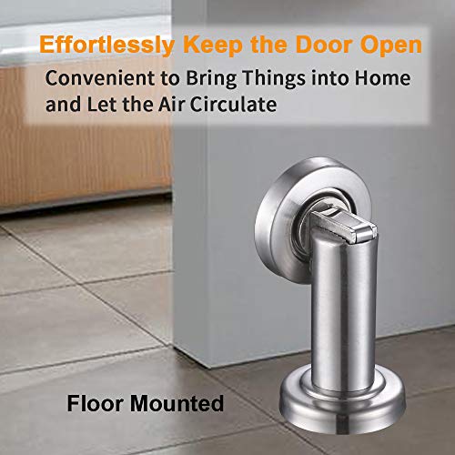 Angle Simple Magnetic Door Stopper, Angle Simple Metal Doorstop Wall Or Floor Mount Heavy Duty Door Holder with Magnet Metal Wood Door Catch Home Office Commercial Use, Brushed Nickel - Image 5