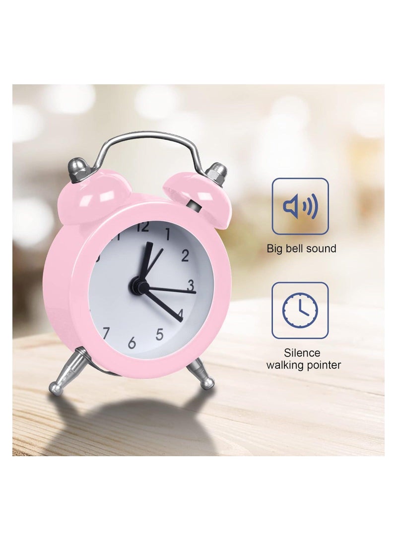 Captaintech Mini Alarm Clock, Bedside Clocks Battery Operated Non Ticking Table Clocks, Bedroom Alarm Clock Simple Loud Vintage Alarm Clocks for Bedroom Kitchen Desk Bedside（Battery not included） - Image 2