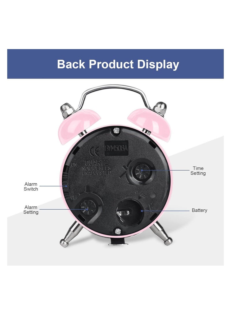 Captaintech Mini Alarm Clock, Bedside Clocks Battery Operated Non Ticking Table Clocks, Bedroom Alarm Clock Simple Loud Vintage Alarm Clocks for Bedroom Kitchen Desk Bedside（Battery not included） - Image 5