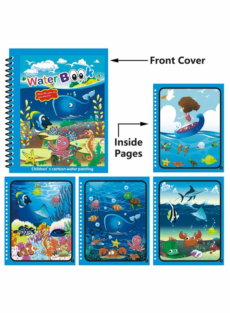 Generic Mess-Free Water Reveal Coloring Book for Kids - Reusable Activity Pad with Magic Pen, Educational Drawing Toy for Creative Fun and Learning  - Image 3
