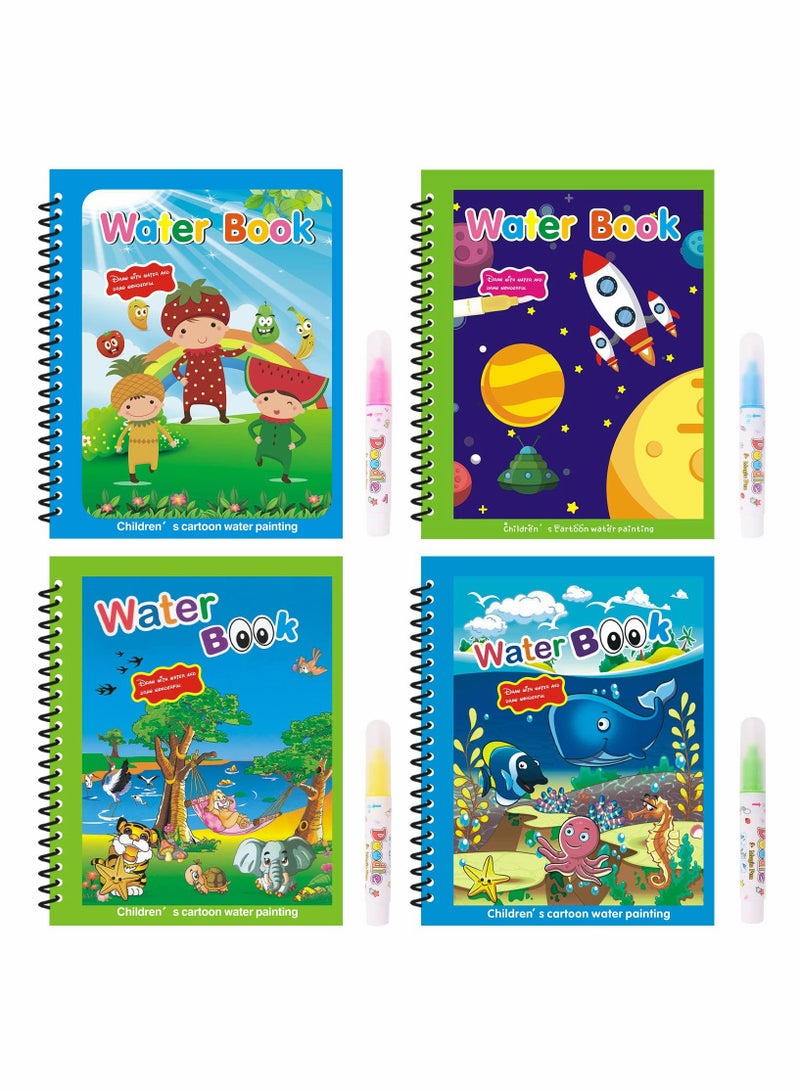 Generic Mess-Free Water Reveal Coloring Book for Kids - Reusable Activity Pad with Magic Pen, Educational Drawing Toy for Creative Fun and Learning  - Image 1