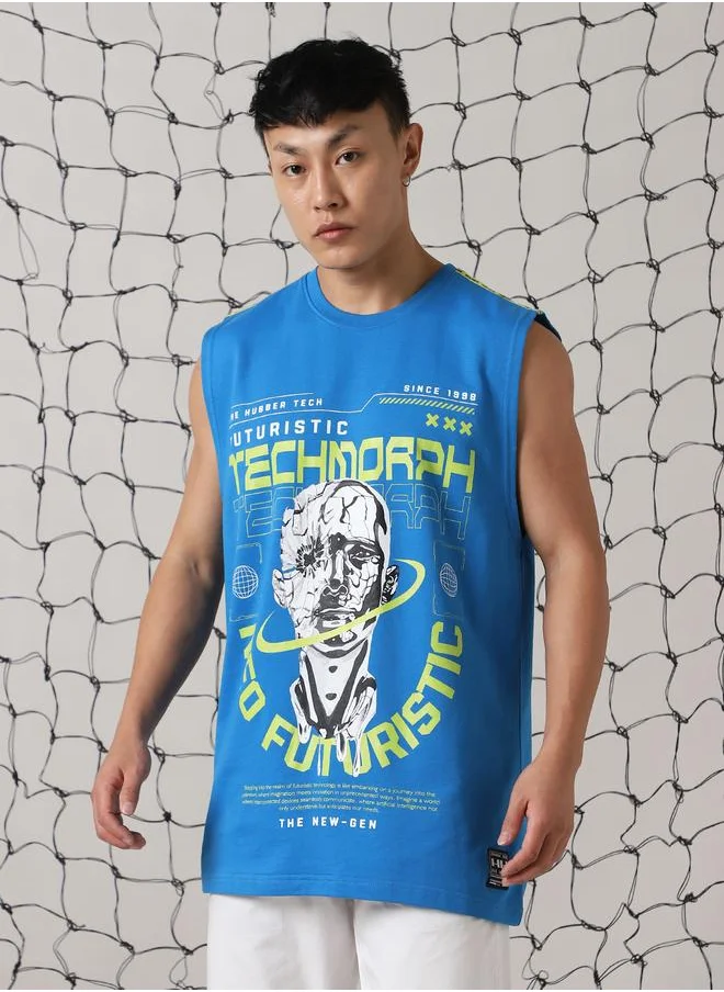 هوبرهولمي Men Futurestic Printed Sleeveless T-Shirt