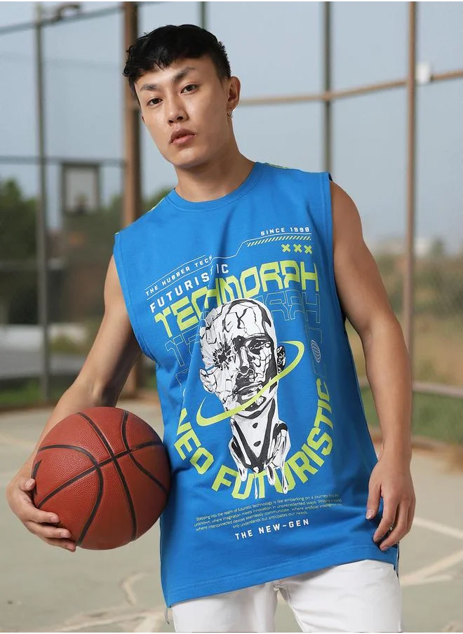 هوبرهولمي Men Futurestic Printed Sleeveless T-Shirt