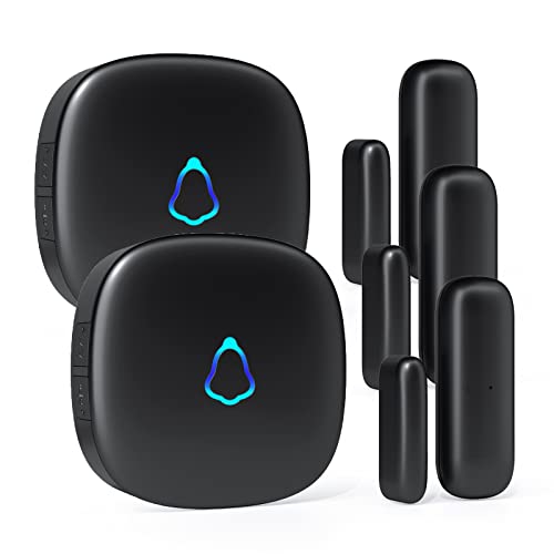 METAK Door Chime METAK Wireless Door Open Contact Sensor Alarm with 500 FT Range 58 Chimes and 5 Volume Levels for BusinessStoreHomeOffice When Entering 3 Transmitter 2 Plugin Receiver - Image 1