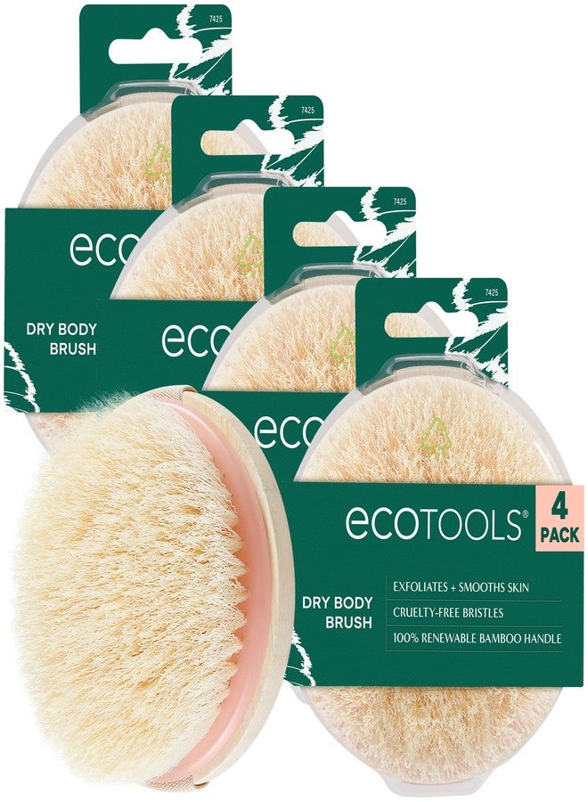 EcoTools Dry Body Brush 4-Pack – Exfoliating Body Scrubber for Dead Skin Removal, Cellulite Massage, Circulation - Image 1