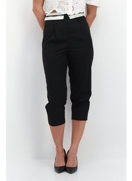 Couture Made For Vero Moda Women Regular Fit Plain 7/8 Tapered Pants, Black  - Image 1