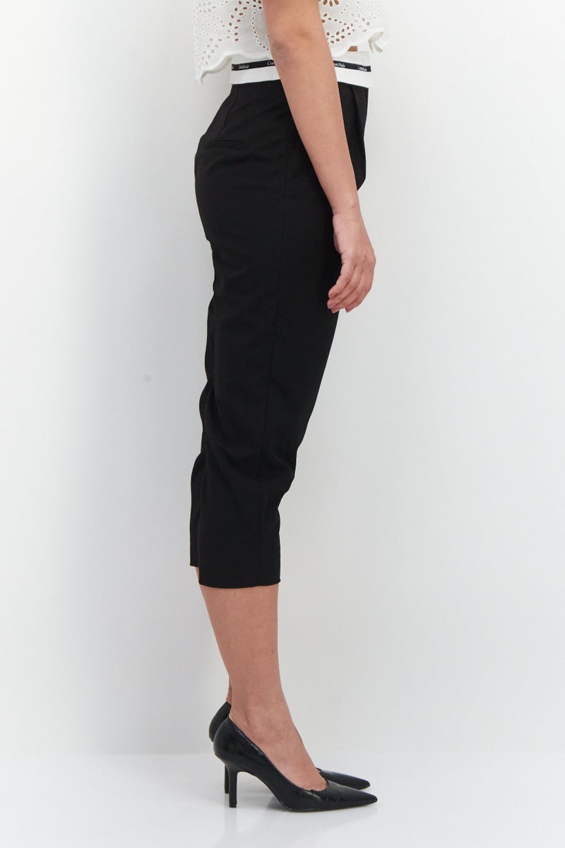 VERO MODA Couture Made For Vero Moda Women Regular Fit Plain Capri Pants, Black - Image 2