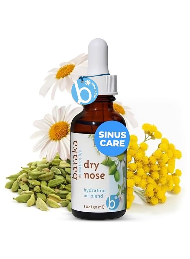 Baraka Dry Nose Nasal Oil – Hydrating Nose Moisturizer for Dry Nasal Passages, Organic Essential Oils (Cardamom, Everlast, German & Roman Chamomile) in Sesame Oil Base, 1-Pack (1-oz Dropper Bottle) - Image 1