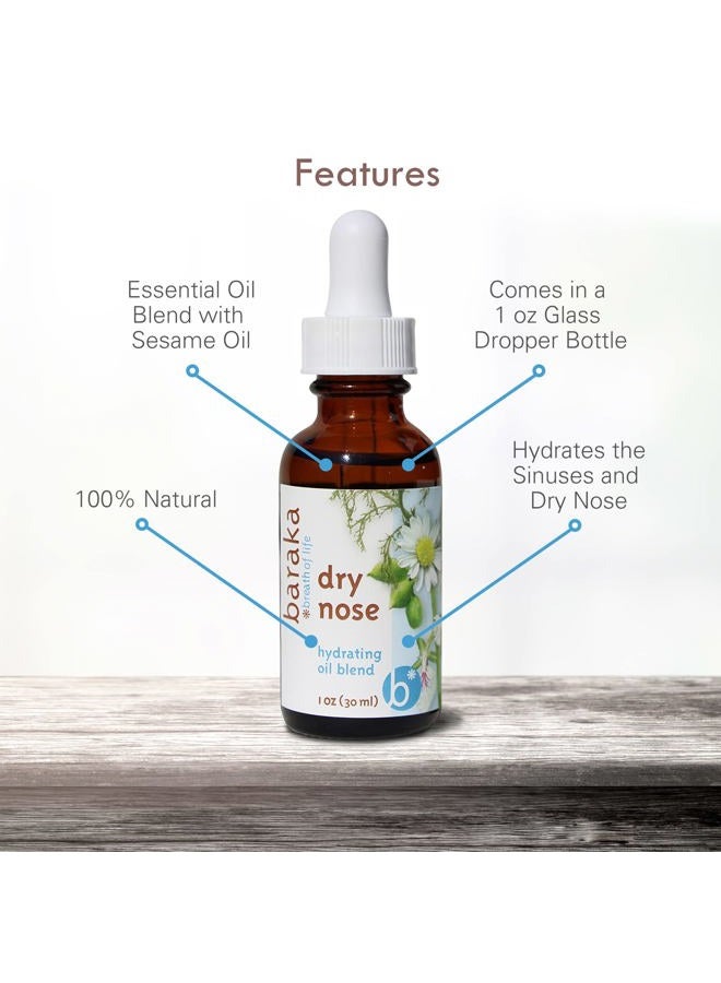 Baraka Dry Nose Nasal Oil – Hydrating Nose Moisturizer for Dry Nasal Passages, Organic Essential Oils (Cardamom, Everlast, German & Roman Chamomile) in Sesame Oil Base, 1-Pack (1-oz Dropper Bottle) - Image 2