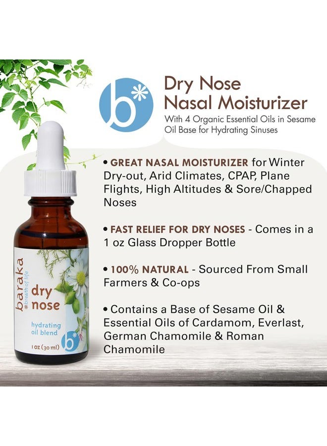 Baraka Dry Nose Nasal Oil – Hydrating Nose Moisturizer for Dry Nasal Passages, Organic Essential Oils (Cardamom, Everlast, German & Roman Chamomile) in Sesame Oil Base, 1-Pack (1-oz Dropper Bottle) - Image 3