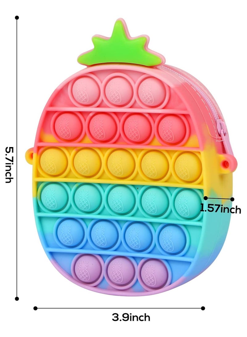 ECVV Pop Bag Shoulder Fidget Toys Colorful Pineapple Fidget Toy Silicone Stress Relief Bubble Sensory School Supplies (Pineapple Bag)  - Image 2