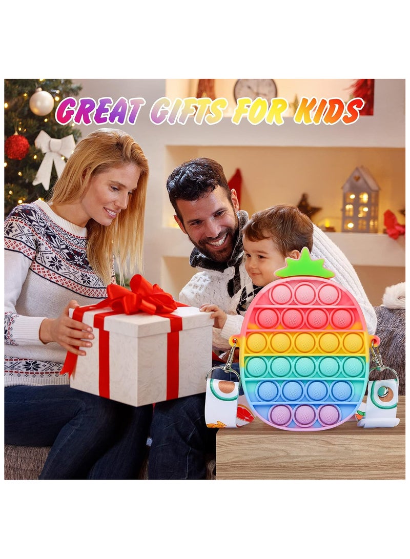 ECVV Pop Bag Shoulder Fidget Toys Colorful Pineapple Fidget Toy Silicone Stress Relief Bubble Sensory School Supplies (Pineapple Bag)  - Image 4