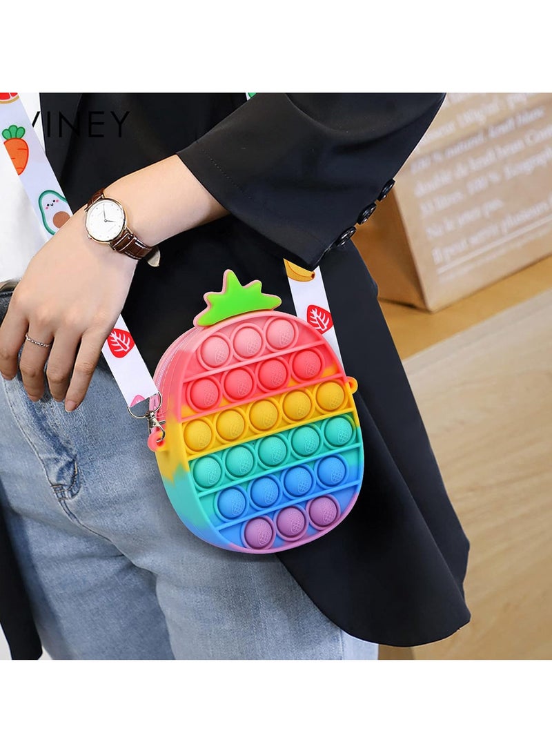 ECVV Pop Bag Shoulder Fidget Toys Colorful Pineapple Fidget Toy Silicone Stress Relief Bubble Sensory School Supplies (Pineapple Bag)  - Image 5