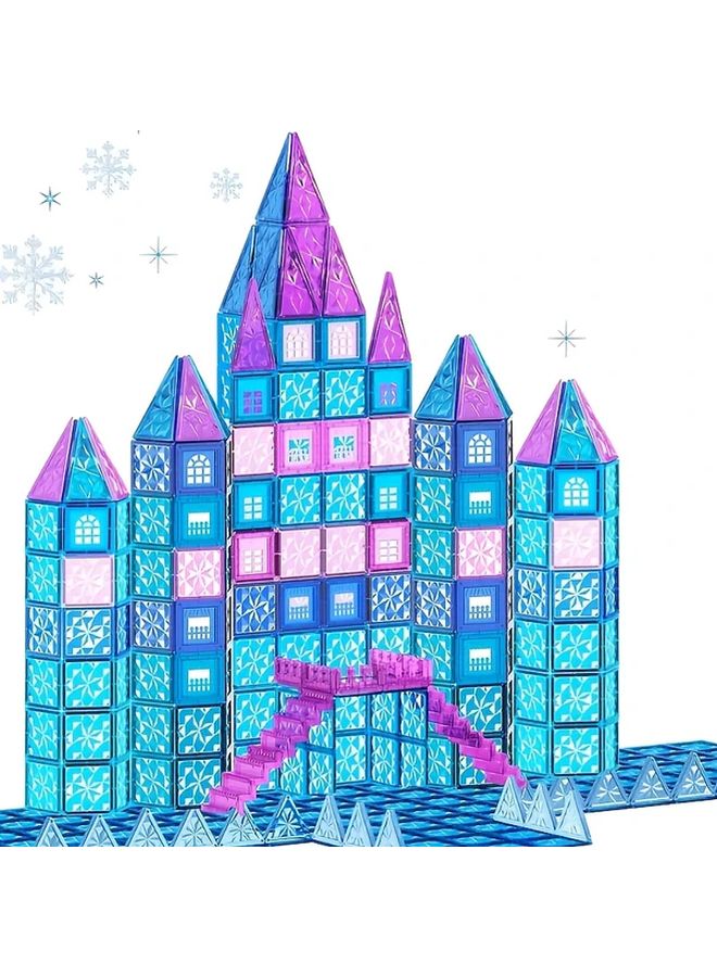 80 Pcs Magnetic Tiles Building Blocks STEM Learning Toys For Children Ice Snow World - Image 2