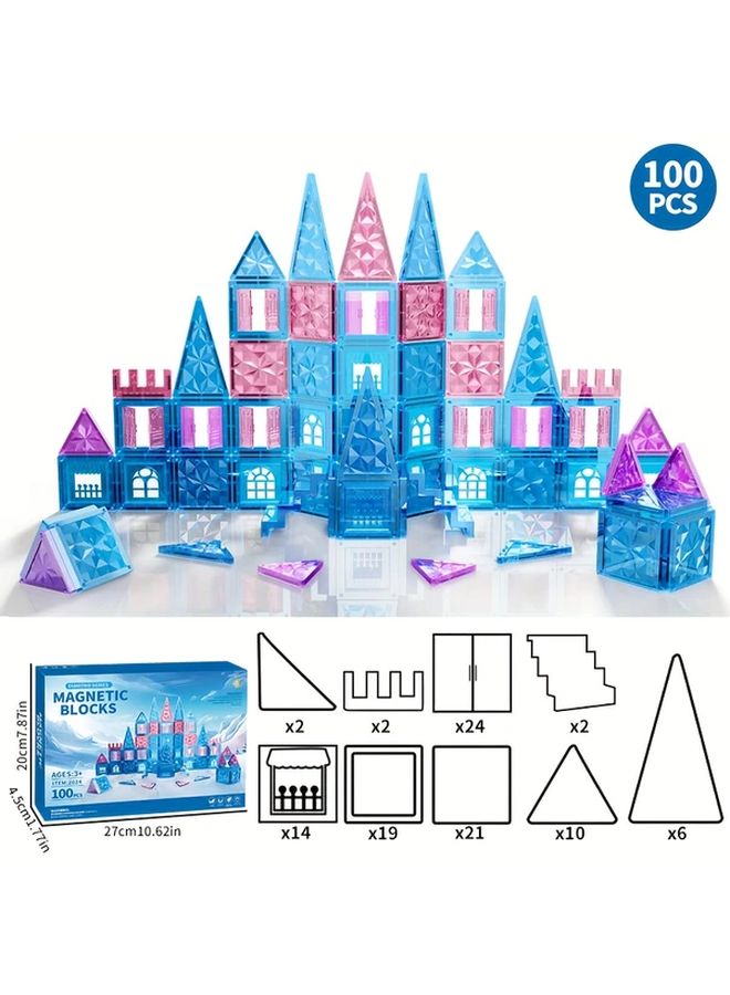80 Pcs Magnetic Tiles Building Blocks STEM Learning Toys For Children Ice Snow World - Image 5