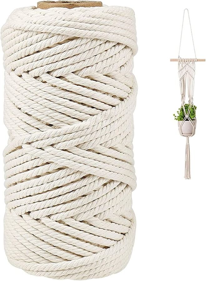 Y&D Cotton Rope, Natural Macrame Cord 4mm x 100m, for DIY Craft Decoration, Kitchen Food Packaging String, Wall Hanging Plant Hanger Craft, Gardening Applications, Meat Making Sausage, Wedding Decor - Image 1