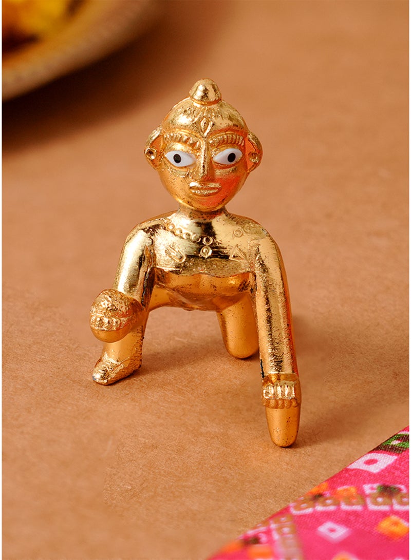 Madhoor Laddu Gopal Brass Deity Idol for Pooja, Home Temple Decor & Gifting, 1 Piece - Image 1