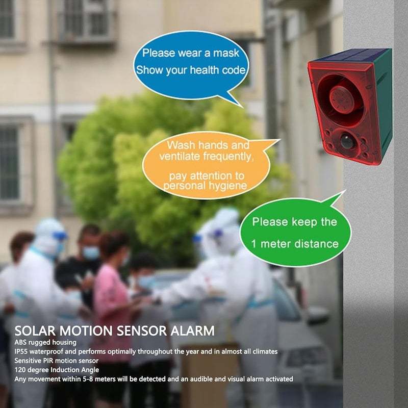 Goshyda Solar Motion Sensor Alarm, 3 Modes, Waterproof, Red, Security Strobe Light with Remote Controller for Home, Villa, Yard, Chicken Coop, Farm, Barn - Image 5