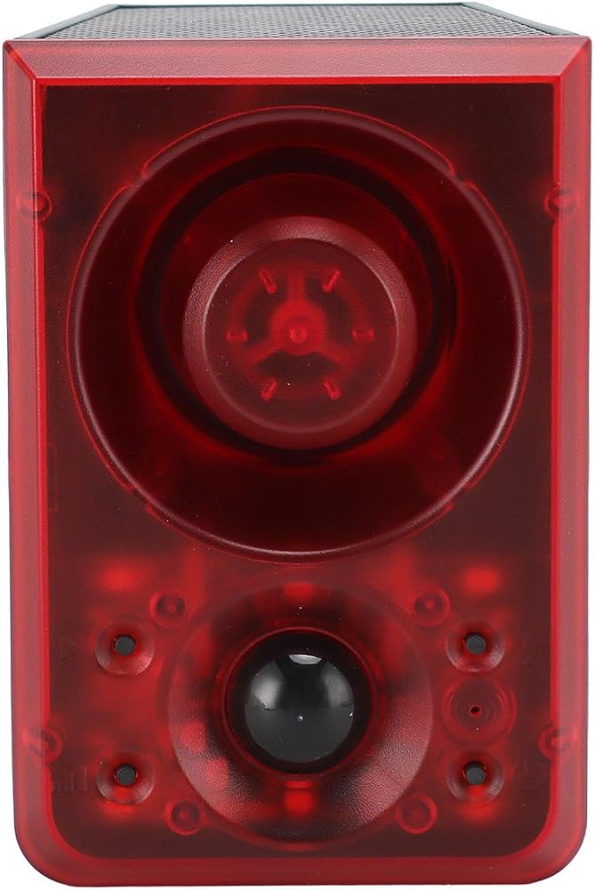 Goshyda Solar Motion Sensor Alarm, 3 Modes, Waterproof, Red, Security Strobe Light with Remote Controller for Home, Villa, Yard, Chicken Coop, Farm, Barn - Image 1