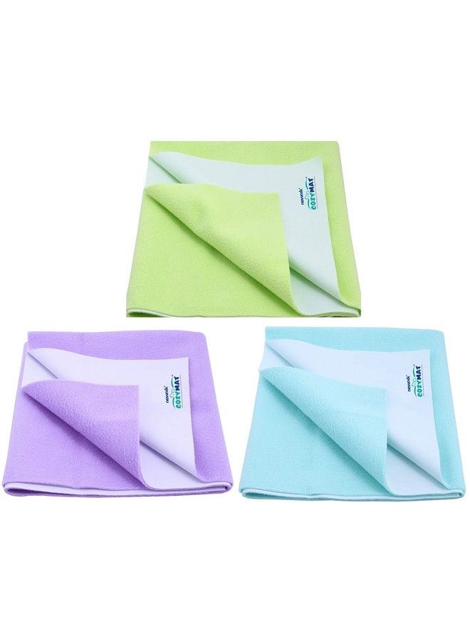 Newnik - Baby Dry Sheets For Baby Rubber Sheet For Baby Baby Mat Waterproof Baby Bed Protector Waterproof Combo Pack (Large Lemongreenpurpleseagreen) - Image 1