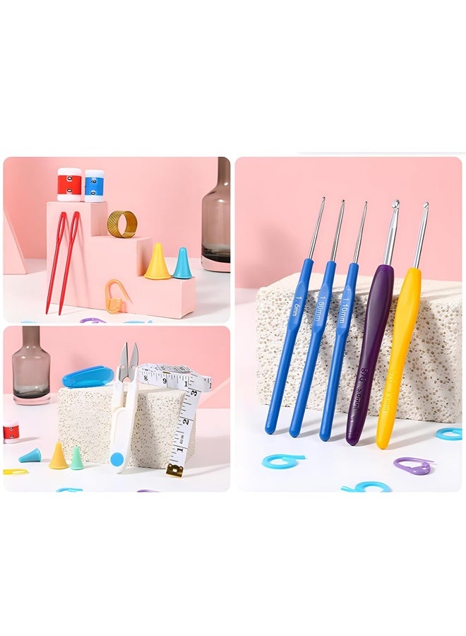 مجموعة من 53 خطاف كروشيه، 16 مقاسًا من 0.6 مم إلى 8 مم (كبير)، مجموعة خطاف كروشيه بمقبض ناعم مريح (8 مقاسات)، مجموعة كروشيه للمبتدئين من عشاق خيوط الحياكة - Image 3