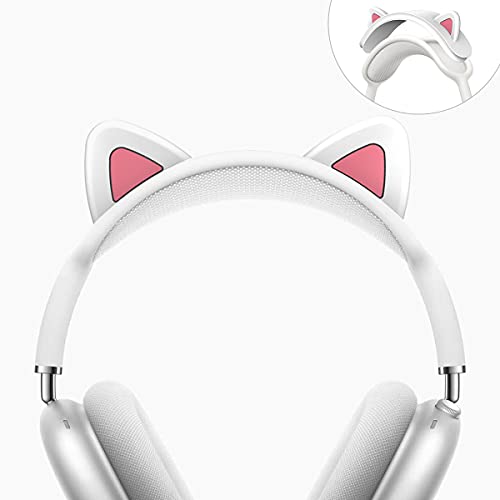 JimysCo WQNIDE Headband Cover for AirPods Max, Cute Cat Ears Design, Soft Silicone, Headphone Headband Protector, Comfort Cushion, Top Padding Compatible with Apple AirPods Max, White - Image 1