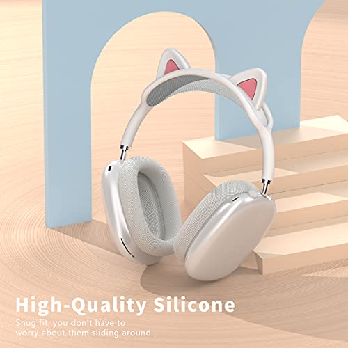 JimysCo WQNIDE Headband Cover for AirPods Max, Cute Cat Ears Design, Soft Silicone, Headphone Headband Protector, Comfort Cushion, Top Padding Compatible with Apple AirPods Max, White - Image 2