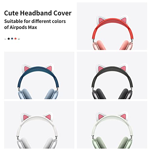 JimysCo WQNIDE Headband Cover for AirPods Max, Cute Cat Ears Design, Soft Silicone, Headphone Headband Protector, Comfort Cushion, Top Padding Compatible with Apple AirPods Max, White - Image 3