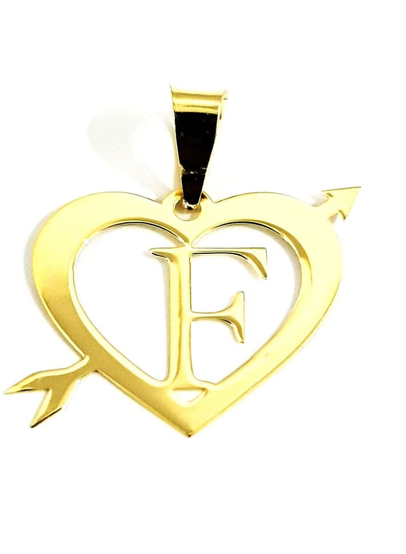Hamsa.ae 18K Pure Gold Heart Letter F Design Necklace - Image 2