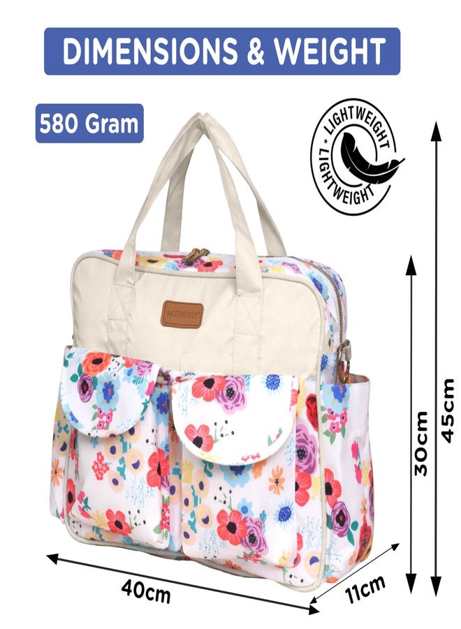Motherly Grace Diaper Bag for Moms | Waterproof Maternity & Baby Travel Bag with Changing Mat | Large Capacity Hospital Bag for Newborn Essentials | Garden Glam Cream 20L - Image 3
