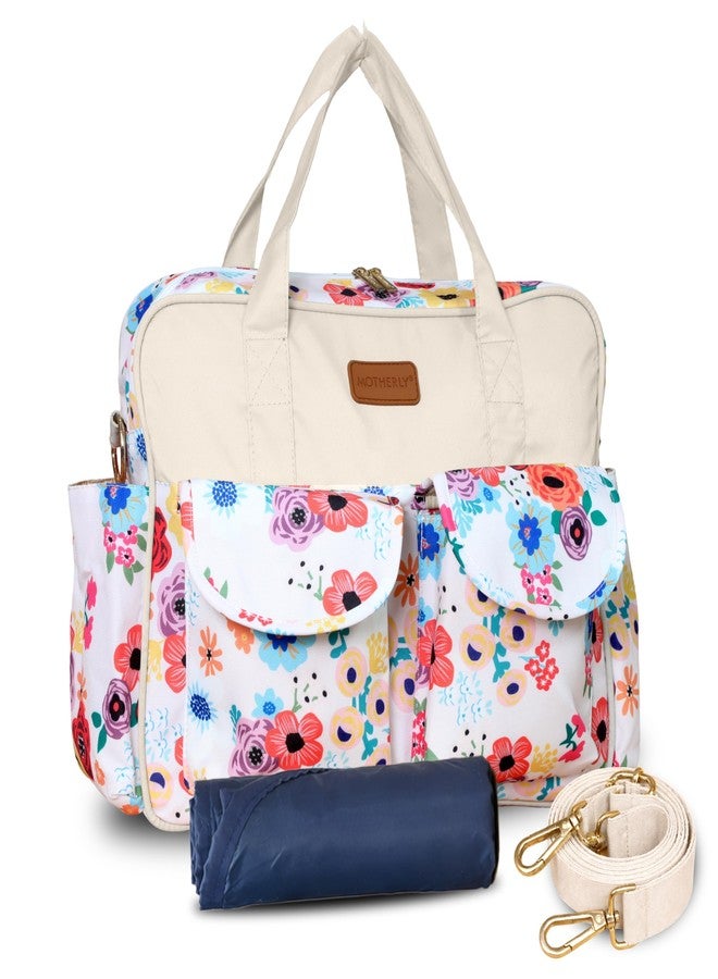 Motherly Grace Diaper Bag for Moms | Waterproof Maternity & Baby Travel Bag with Changing Mat | Large Capacity Hospital Bag for Newborn Essentials | Garden Glam Cream 20L - Image 1
