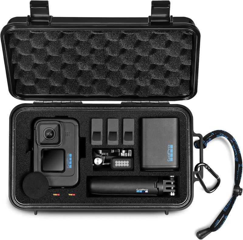 ليكوفي حقيبة المقاومة للماء والصلبة للاستخدام أثناء السفر، متوافقة مع كاميرات Gopro Hero 13/12/11/10/9، Hero 4K، LIT Hero، Media Mod، وغيرها من الإكسسوارات (الحقيبة والكيس معًا فقط). - Image 1