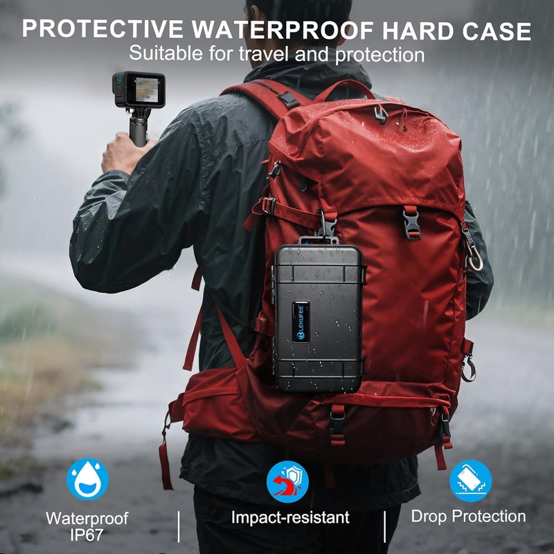 ليكوفي حقيبة المقاومة للماء والصلبة للاستخدام أثناء السفر، متوافقة مع كاميرات Gopro Hero 13/12/11/10/9، Hero 4K، LIT Hero، Media Mod، وغيرها من الإكسسوارات (الحقيبة والكيس معًا فقط). - Image 5