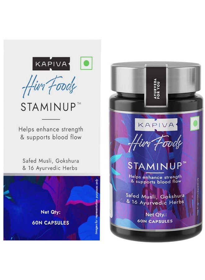 Kapiva كابيفا ستامين أب كبسولات - حل أيورفيدي حديث يحتوي على 17 عشبة | 4 بسمات (60 كبسولة) - Image 1