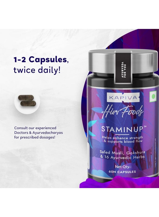 Kapiva كابيفا ستامين أب كبسولات - حل أيورفيدي حديث يحتوي على 17 عشبة | 4 بسمات (60 كبسولة) - Image 2