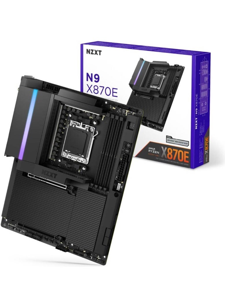 NZXT لوحة أم N9 X870E ATX AM5، شريحة AMD X870E، 4x فتحات DDR5 DIMM، 1x فتحة PCIe 5.0 x16، 4x فتحات M.2 | N9-X87XT-B1 - Image 1