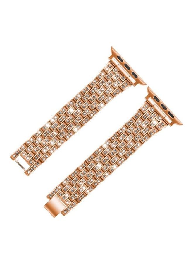 NIBEMINENT Ethnic Replacement Watchband For Apple Watch Series 1/2/3/4/5/6/7/SE 38/40/41mm Rose Gold - Image 2