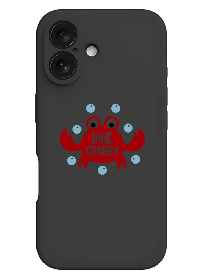 Theodor iPhone 16 Plus Black Protective Slim Fit Case Liquid Silicone Cover with Full Body Protection Anti-Scratch Shockproof Case For iPhone - Little crabby - Image 1