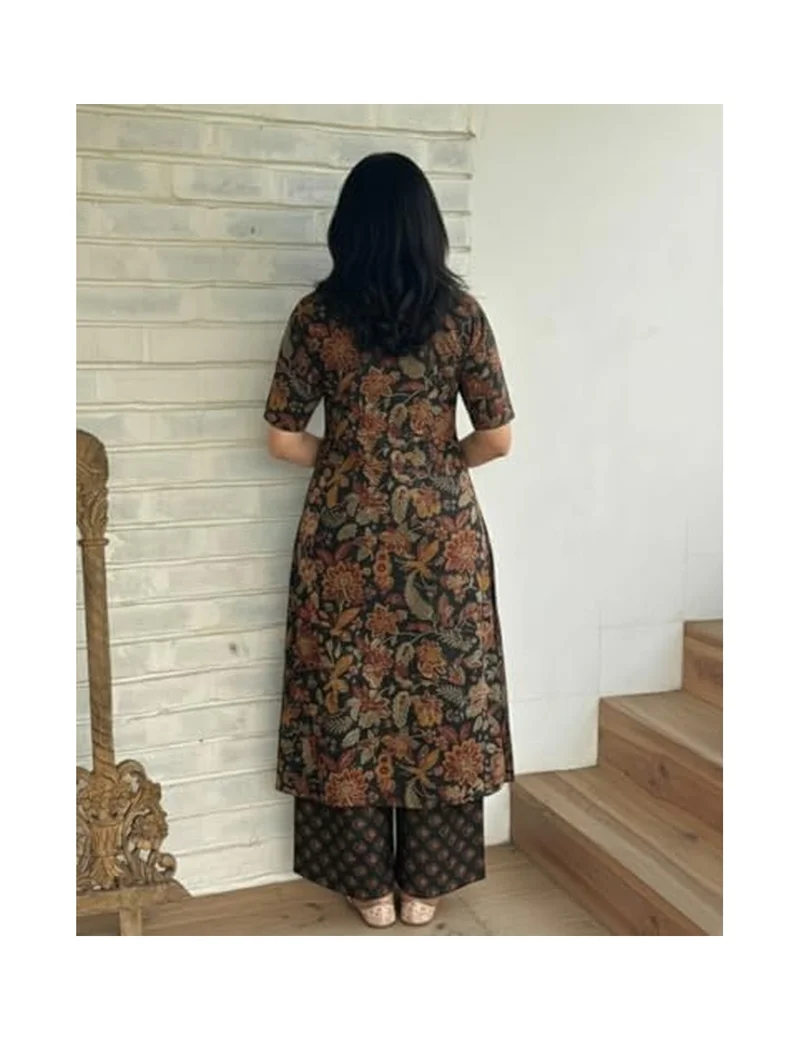 Gosriki GoSriKi Women's Rayon Viscose Straight Printed Kurta with Palazzo