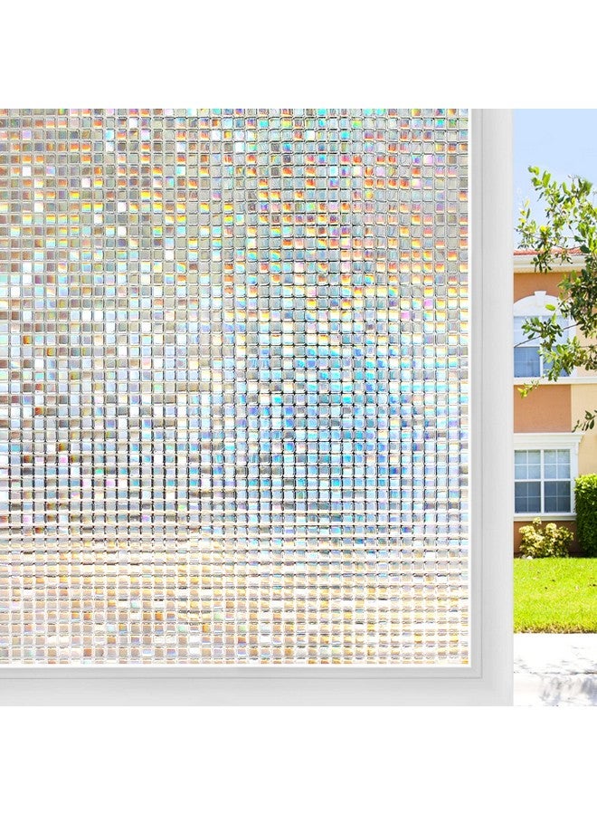 Rabbitgoo فيلم خصوصية النوافذ من رابتغو، فيلم زجاج ملون للنوافذ، زجاج ملون مزخرف قوس قزح، تينت قابل للإزالة مع حجب الأشعة فوق البنفسجية، تغطية خصوصية غير لاصقة للمنزل، 17.5 × 78.7 بوصة - Image 1